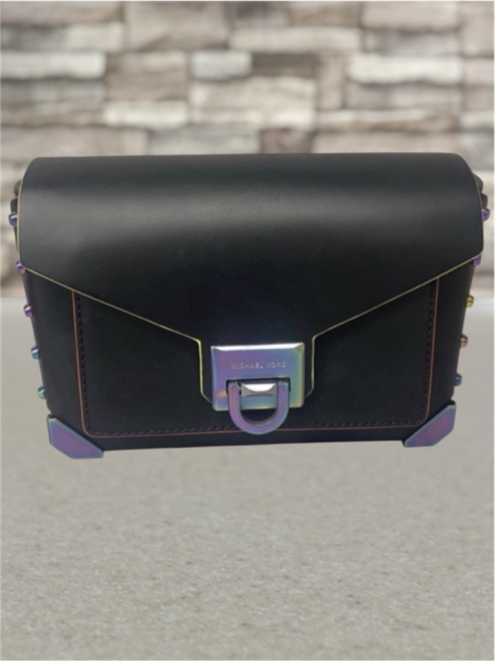 Michael Kors Manhattan Black Neon Contrast Crossbody Rare Sample Bag - Picture 1 of 7